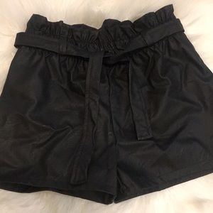 Boohoo Leather Look Paperbag Shorts